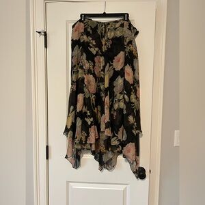 Ralph Lauren Black and Pink Asymmetrical Maxi Skirt